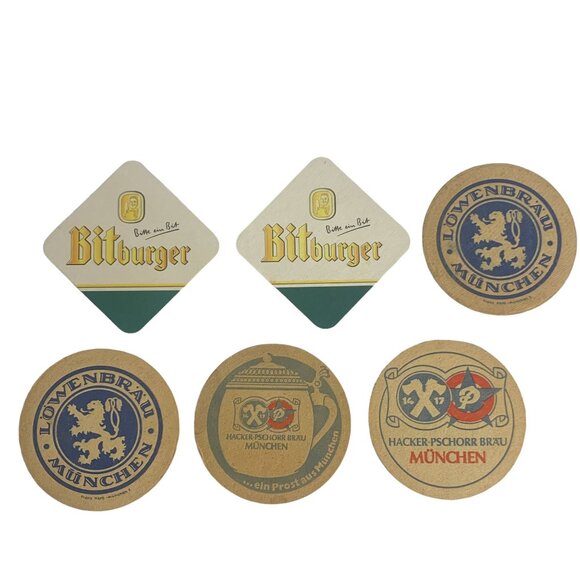 Vintage Rare German Beer Coasters Set Of Six - Picture 2 of 2